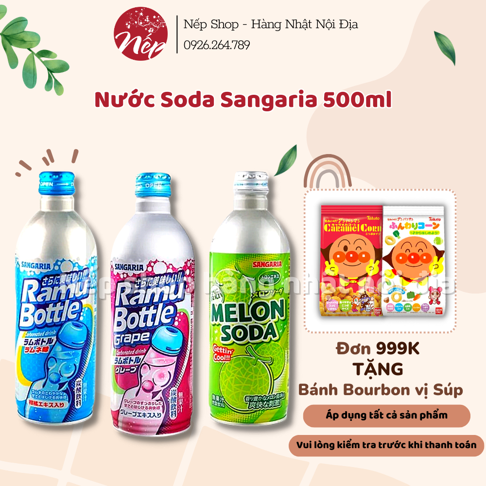 Nước Soda Sangaria Hokkatte có ga nhiều vị 500ml/350ml/250g Nhật Bản