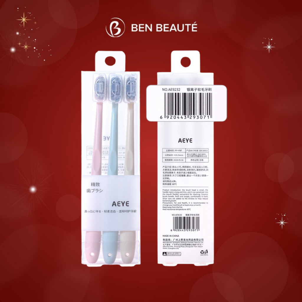 Combo 3 Bàn Chải Đánh Răng Nội Địa Trung AEYE AE9232 Lông M0ềm, Chải Siêu Êm, Làm Sạch Sâu Đánh Sạch Mảng Bám