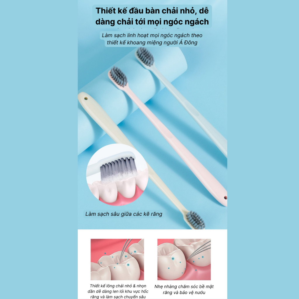 Combo 3 Bàn Chải Đánh Răng Nội Địa Trung AEYE AE9232 Lông M0ềm, Chải Siêu Êm, Làm Sạch Sâu Đánh Sạch Mảng Bám