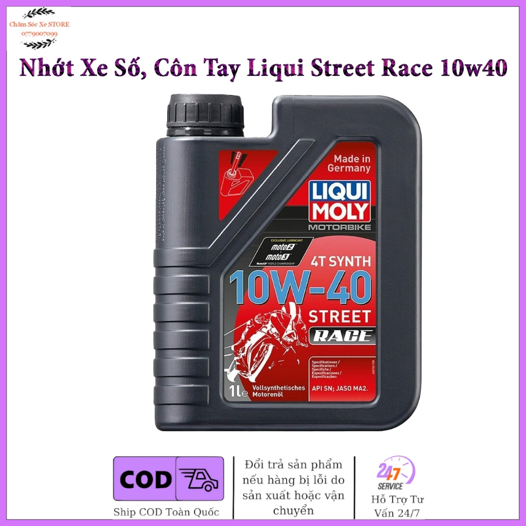 Dầu Nhớt Cao Cấp Cho Xe Số, Côn Tay Liqui Moly Motorbike Synth 4T Street Race 10W-40