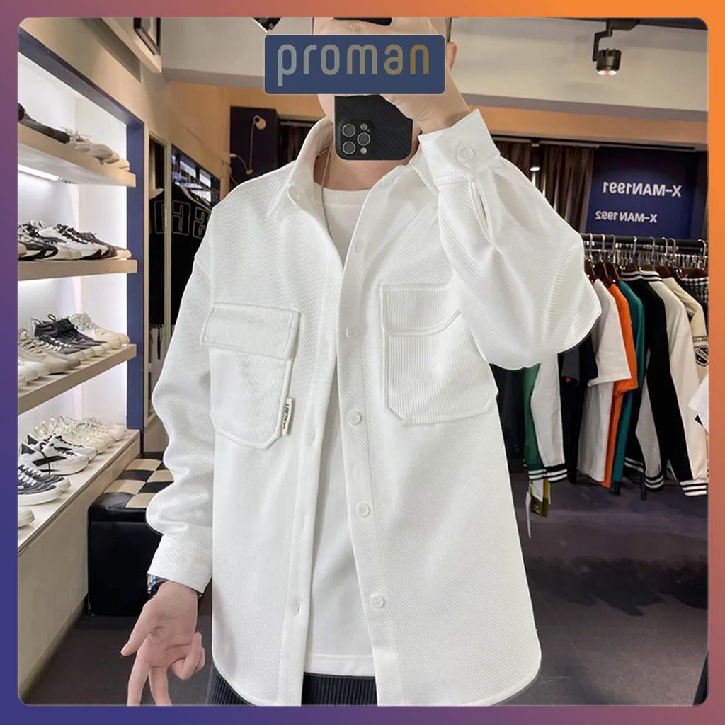 Áo Sơ Mi Nam Nữ Dài Tay Có Cổ Chất Cotton Cao  Cấp SM03 - PROMAN