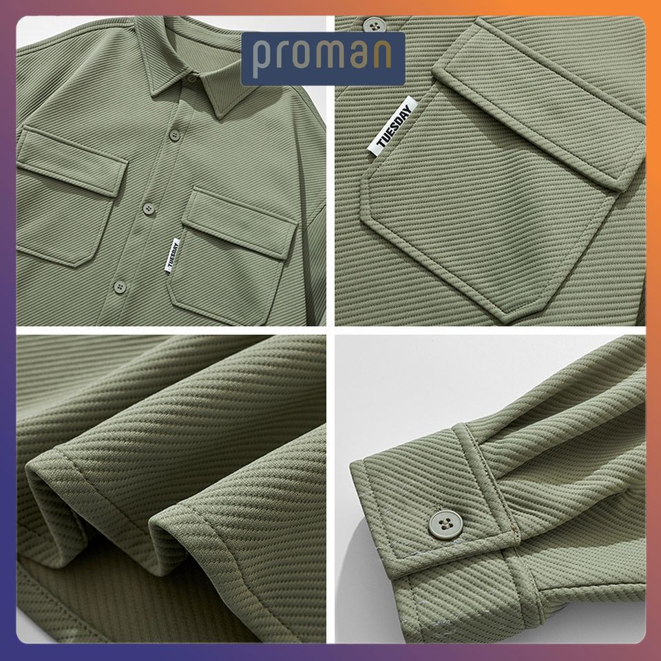 Áo Sơ Mi Nam Nữ Dài Tay Có Cổ Chất Cotton Cao  Cấp SM03 - PROMAN