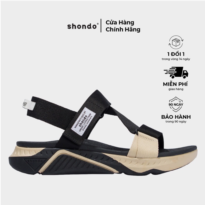 Giày Sandal Nam Nữ SHONDO F7 Racing Màu Đen Be F7R1125