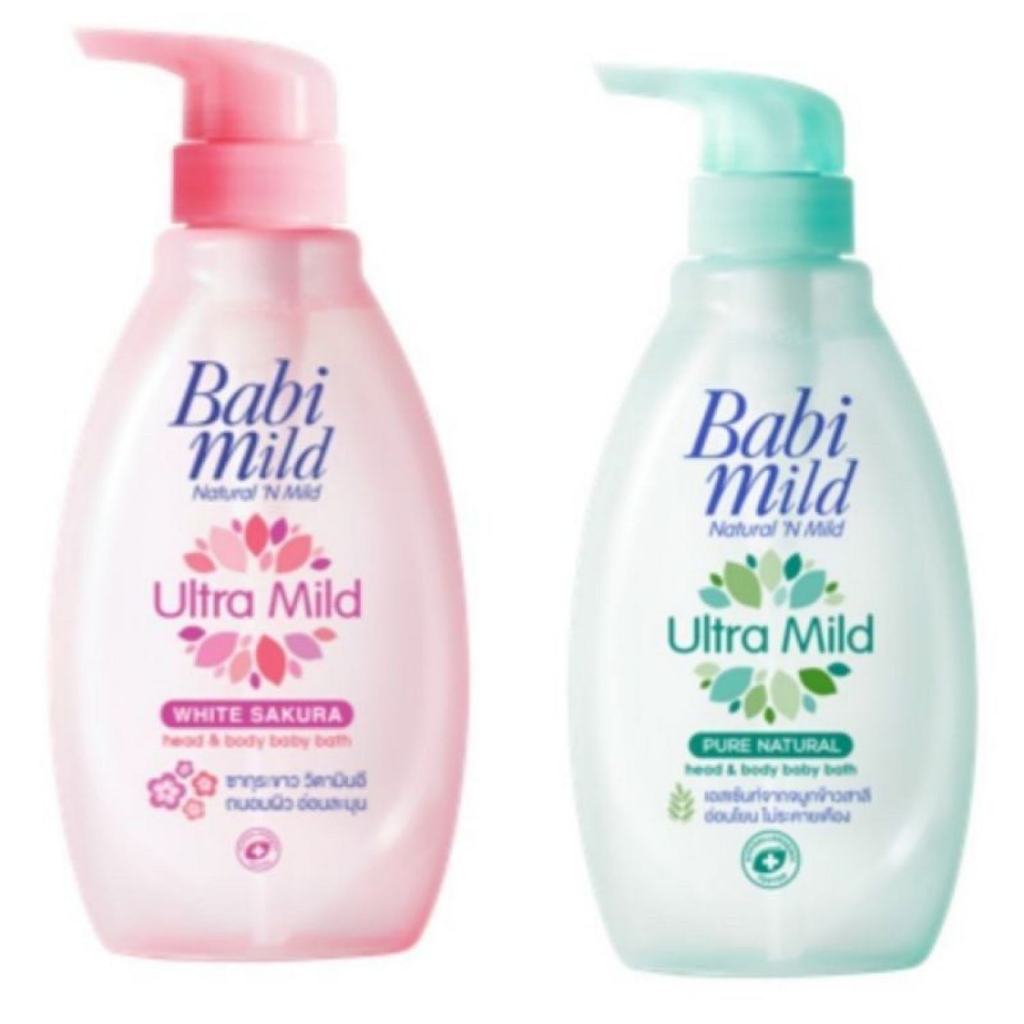 Sữa Tắm Gội Toàn Thân Hương Hoa Anh Đào, Hương Tự Nhiên Cho Bé Babi Mild White Sakura 850ml - 380ml - 200ml
