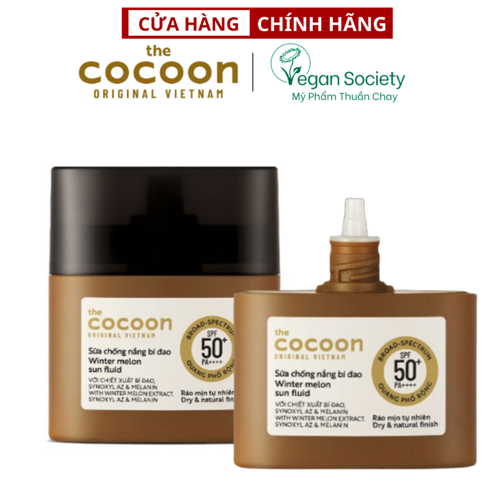 Big size - Kem Sữa chống nắng bí đao Cocoon 50ml quang phổ rộng SPF 50+, PA++++, UVA – PF 62.6 - Thuần Chay