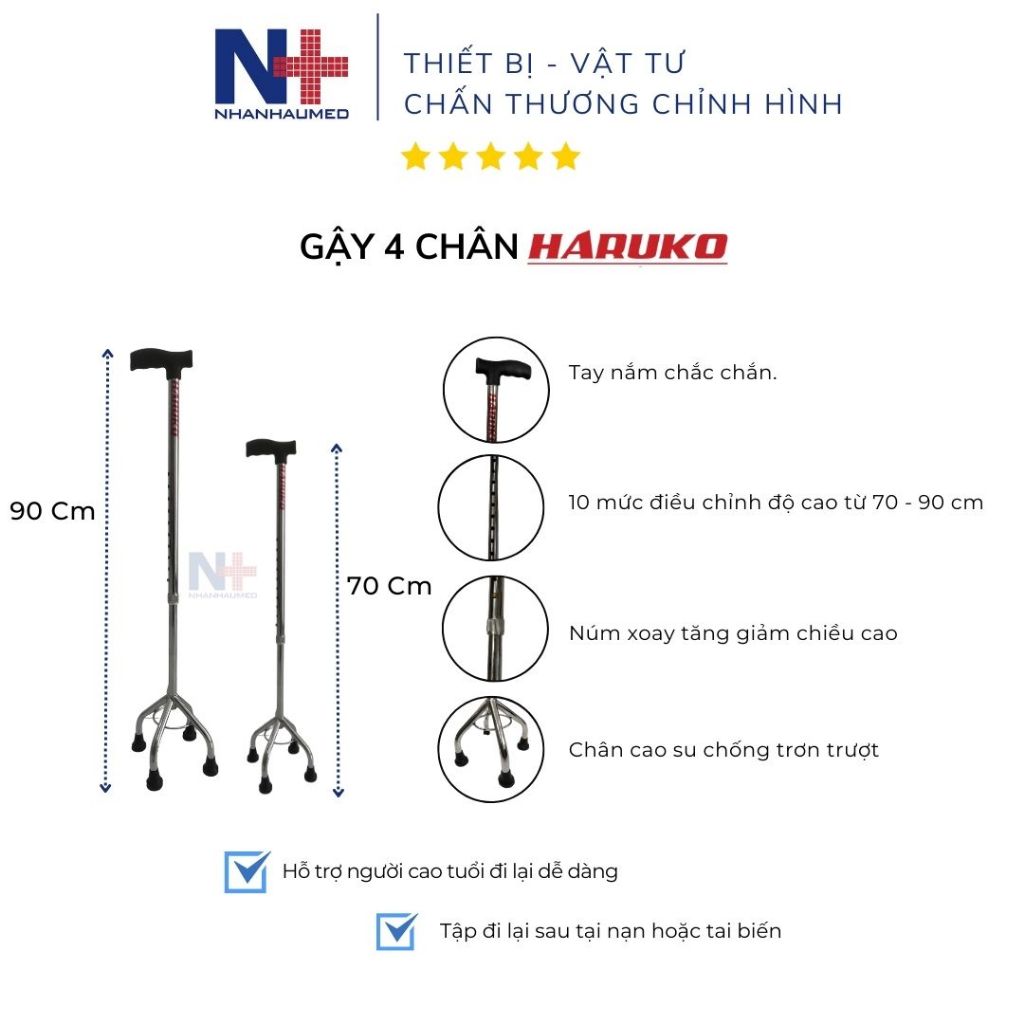 Gậy 3 Chân 4 Chân, Gậy Cho Người Già, Gậy Inox 3 chân 4 chân