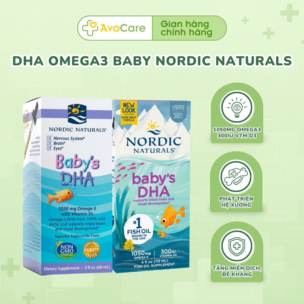 DHA Omega3 kèm vitamin D3 Nordic Naturals giúp bé phát triển toàn diện từ sơ sinh (60ml)