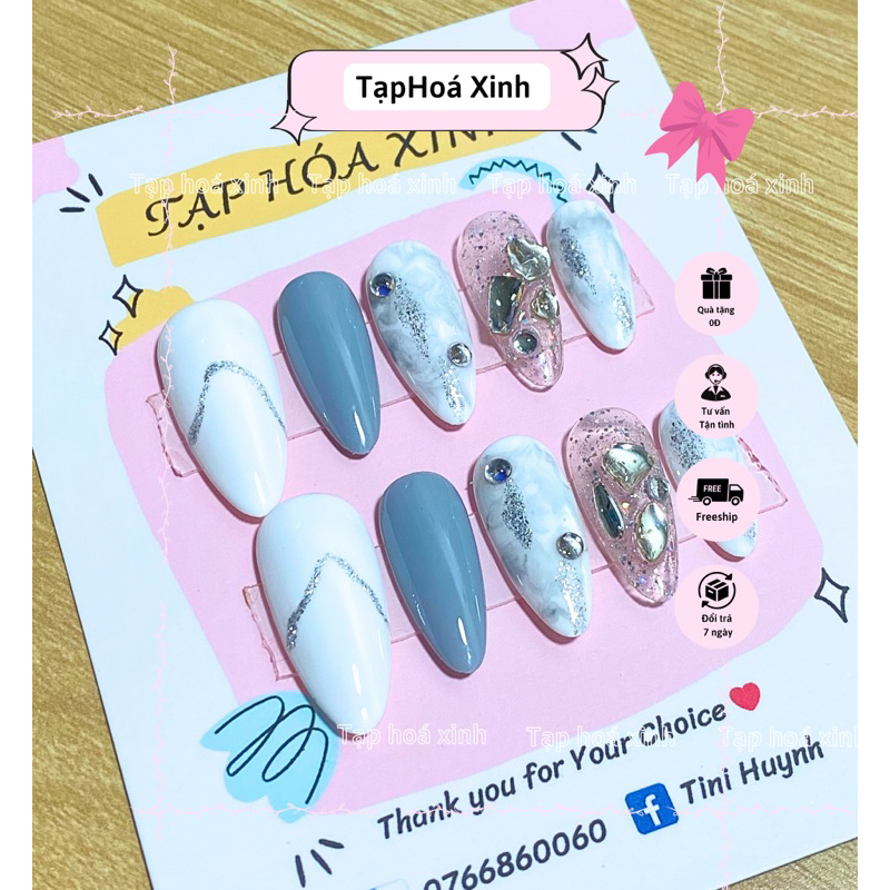 🌷M80( Nailbox thiết kế đính đá xinh, móng úp thiết kế 🌷