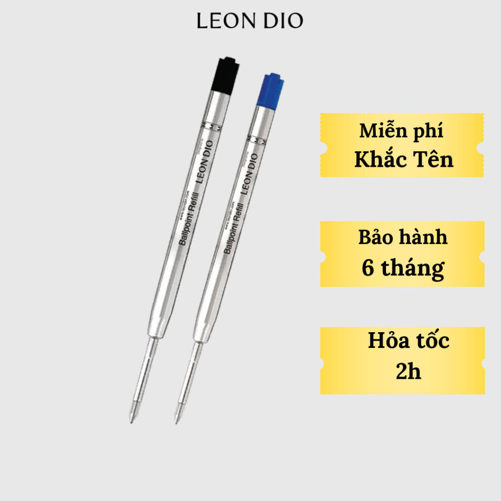 MUA 1 TẶNG 1 - Ruột Bút Bi, Ngòi Bút Ký Leon Dio Cao Cấp - Ngòi 1.0mm, Màu Mực Xanh