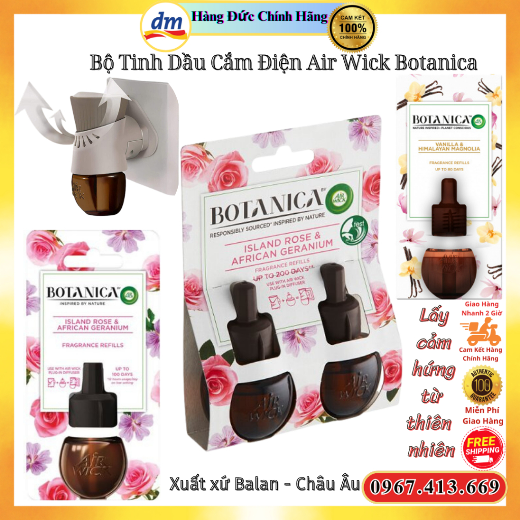 Bộ Tinh Dầu Cắm Điện Air Wick Botanica Châu Âu-Điện 220V