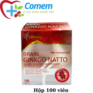 Hoạt huyết dưỡng não BRAIN GINKGO NATTO giúp cải thiện mất ngủ, đau nửa đầu, hoa mắt, chóng mặt - Hộp 100 Viên