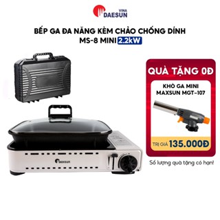 Bếp Ga Mini Maxsun MS-8 Mini - Công Suất 2200W | Nướng - Lẩu | Chảo Chống Dính | Bảo Hành 12 Tháng