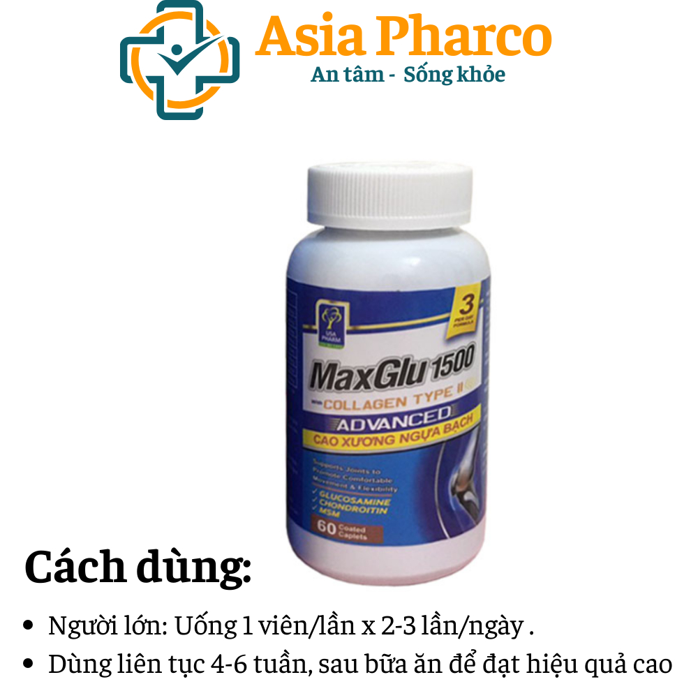 Viên uống MAXGLU 1500 thoái hoá xương khớp, đau lưng, mỏi gối.
