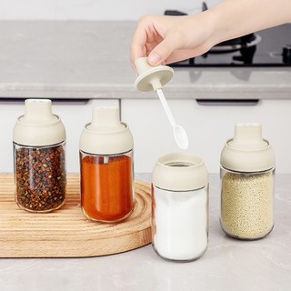  Hộp Đựng Gia Vị Thủy Tinh 250ml Hũ Đựng Gia Vị Nắp Kín Thông Minh Cho Nhà Bếp  Tặng Kèm Thìa  