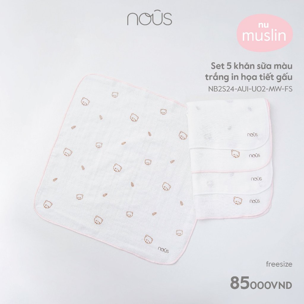 Khăn Sữa Nous set 5 chiếc các màu cho bé