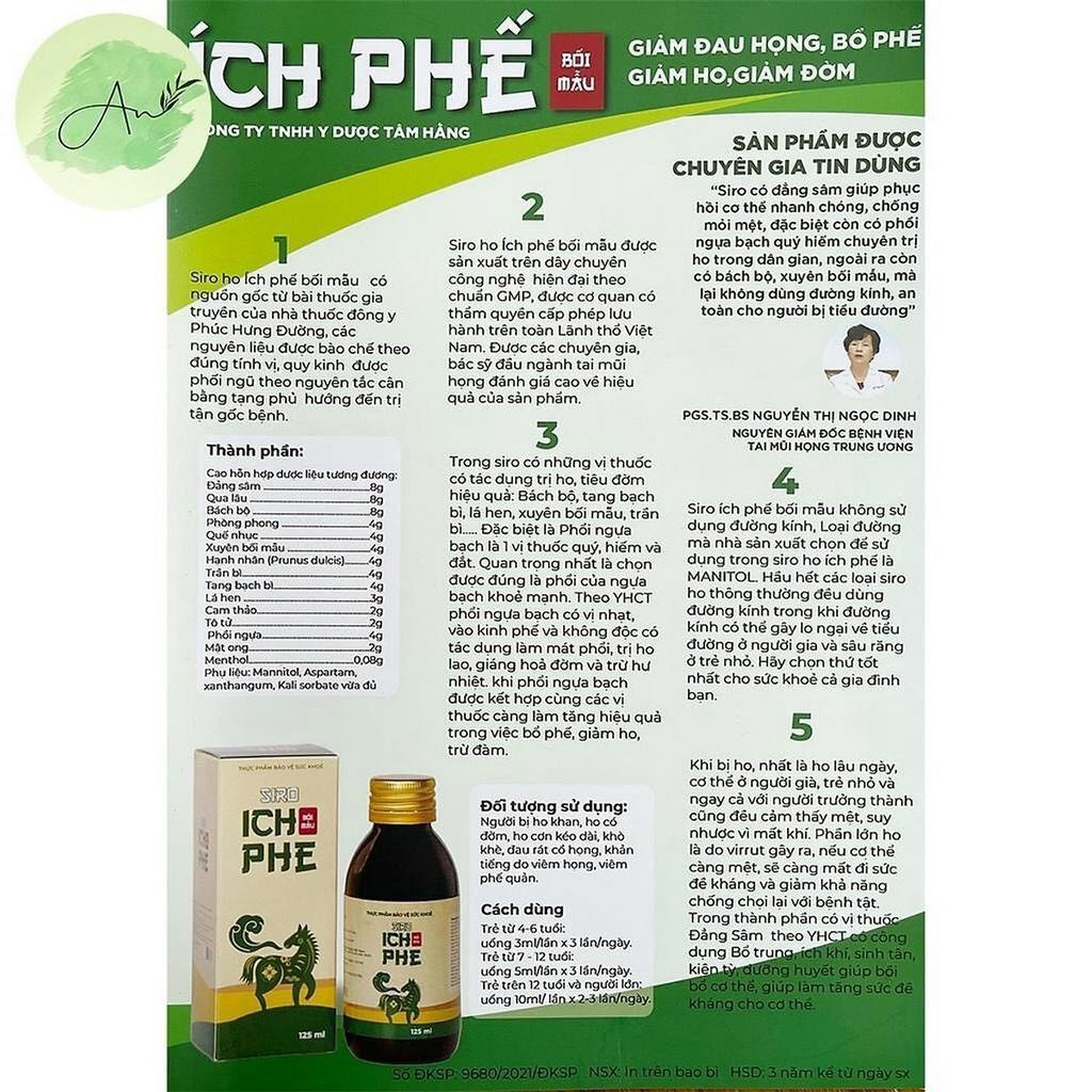 Siro Ích Phế Bối Mẫu giúp giảm ho khan, ho lâu ngày, ho do viêm họng