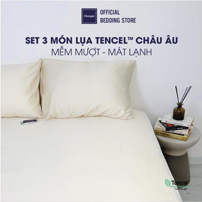 [Nhiều màu] Bộ 3 món ga gối (nệm dày >20cm) Tencel Lenzing Châu Âu cao cấp Changmi Bedding siêu mềm mượt và mát lạnh