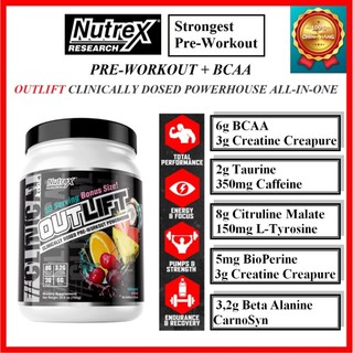 Combo Pre Workout Outlift 20/30ser - Pre + BCAA, tăng sức trước tập, duy trì sức mạnh trong tập