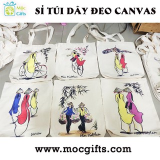 - sỉ 100 túi quai đeo canvas size đại, có dây kéo " hình ảnh cô gái việt nam trong tà áo dài xinh đẹp "