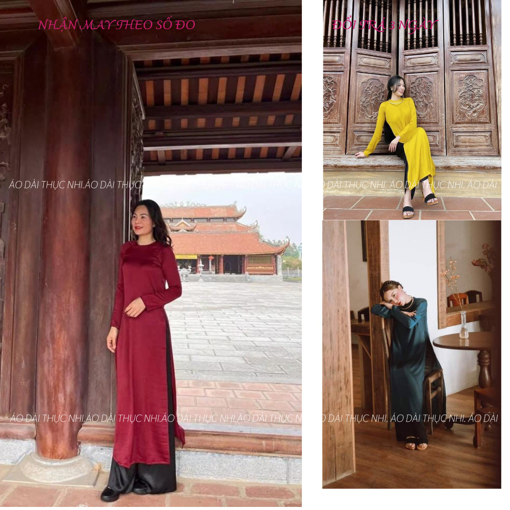 Áo dài cách tân dáng suông cổ tròn tay dài, áo dài Tết, áo dài du xuân