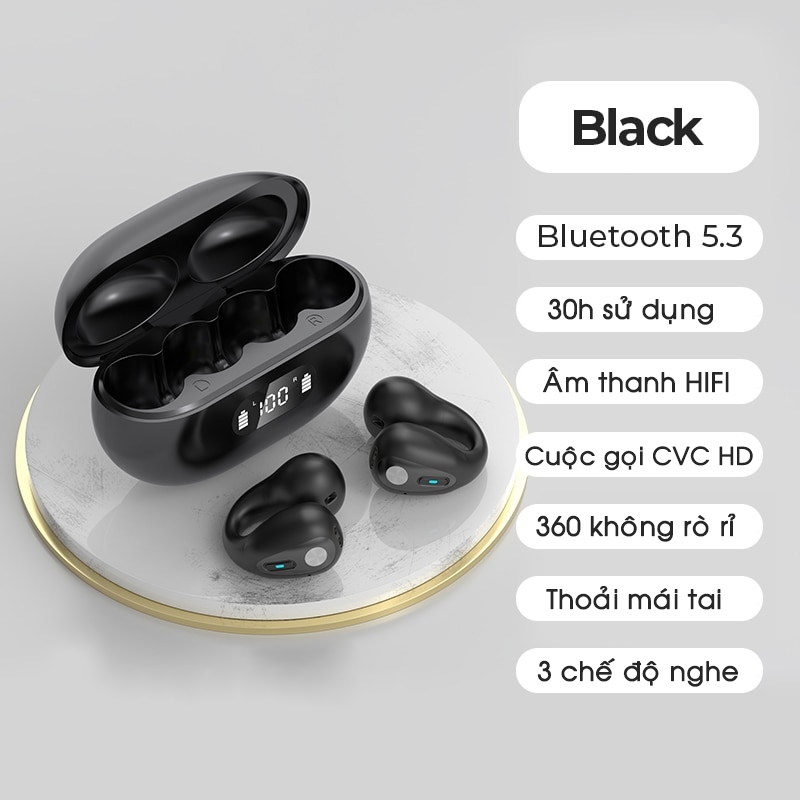 Tai nghe kẹp vành tai truyền xương R15 Max 5.3 tai nghe bluetooth không dây xuyên âm truyền dẫn âm qua xương 2023