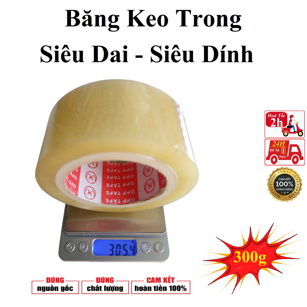 Băng Keo, Băng Dính Trong 200Yard , Băng Keo 200Y Dán Thùng,Đóng Gói, lõi giấy mỏng