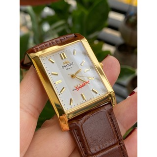 ĐỒNG HỒ NAM ORIENT MẶT CHỮ NHẬT, DÂY DA NÂU ,SIZE 30 x 34MM, KÍNH SAPPHIRE CHỐNG XƯỚC