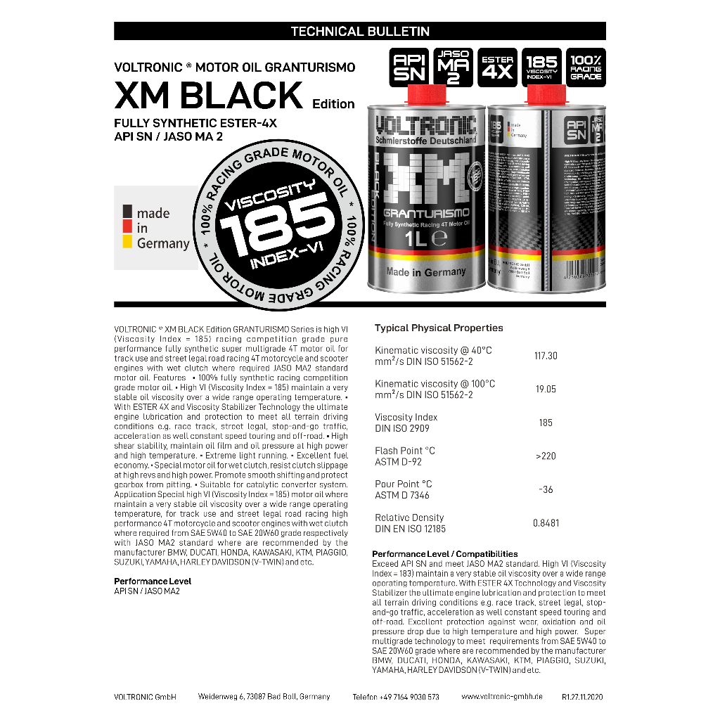 Dầu nhớt biến thiên cao cấp cho xe số, côn tay Voltronic XM Black Edition dành cho xe số, côn tay