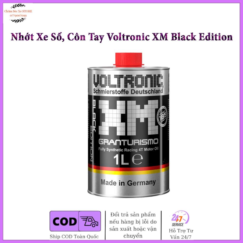 Dầu nhớt biến thiên cao cấp cho xe số, côn tay Voltronic XM Black Edition dành cho xe số, côn tay