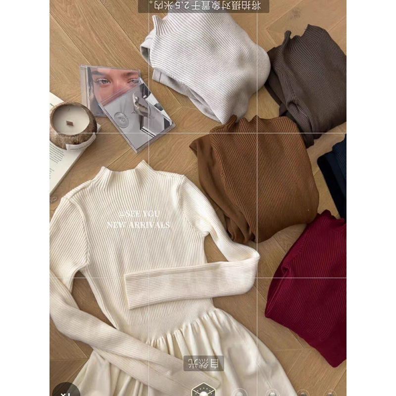 H601 Váy len eo v dài tay chân bồng