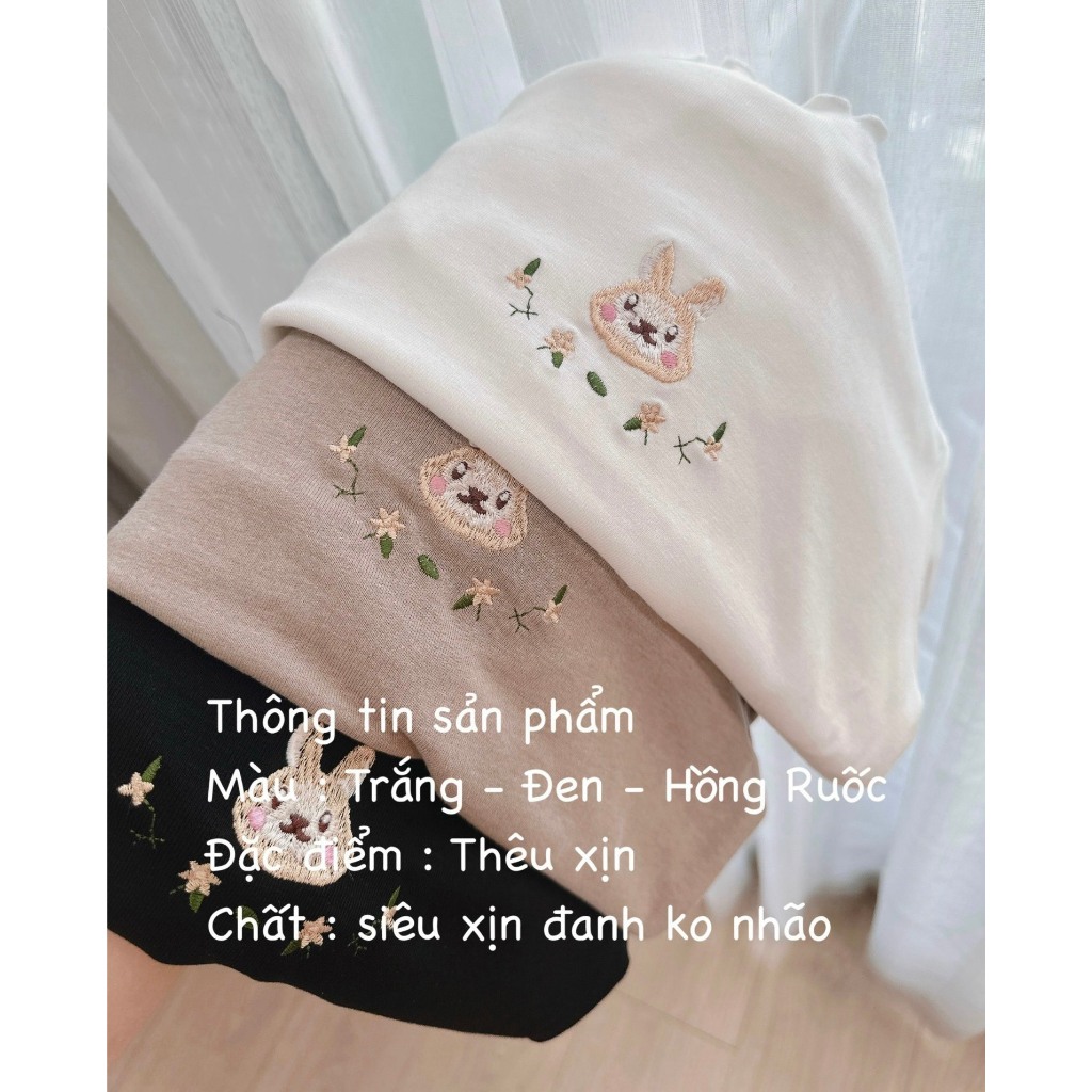 Sét 3 áo cỏ bèo thêu thỏ