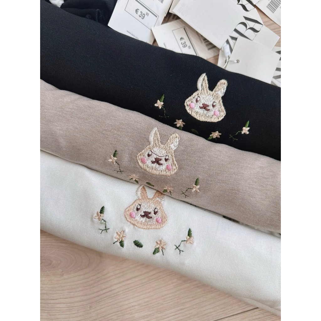 Sét 3 áo cỏ bèo thêu thỏ