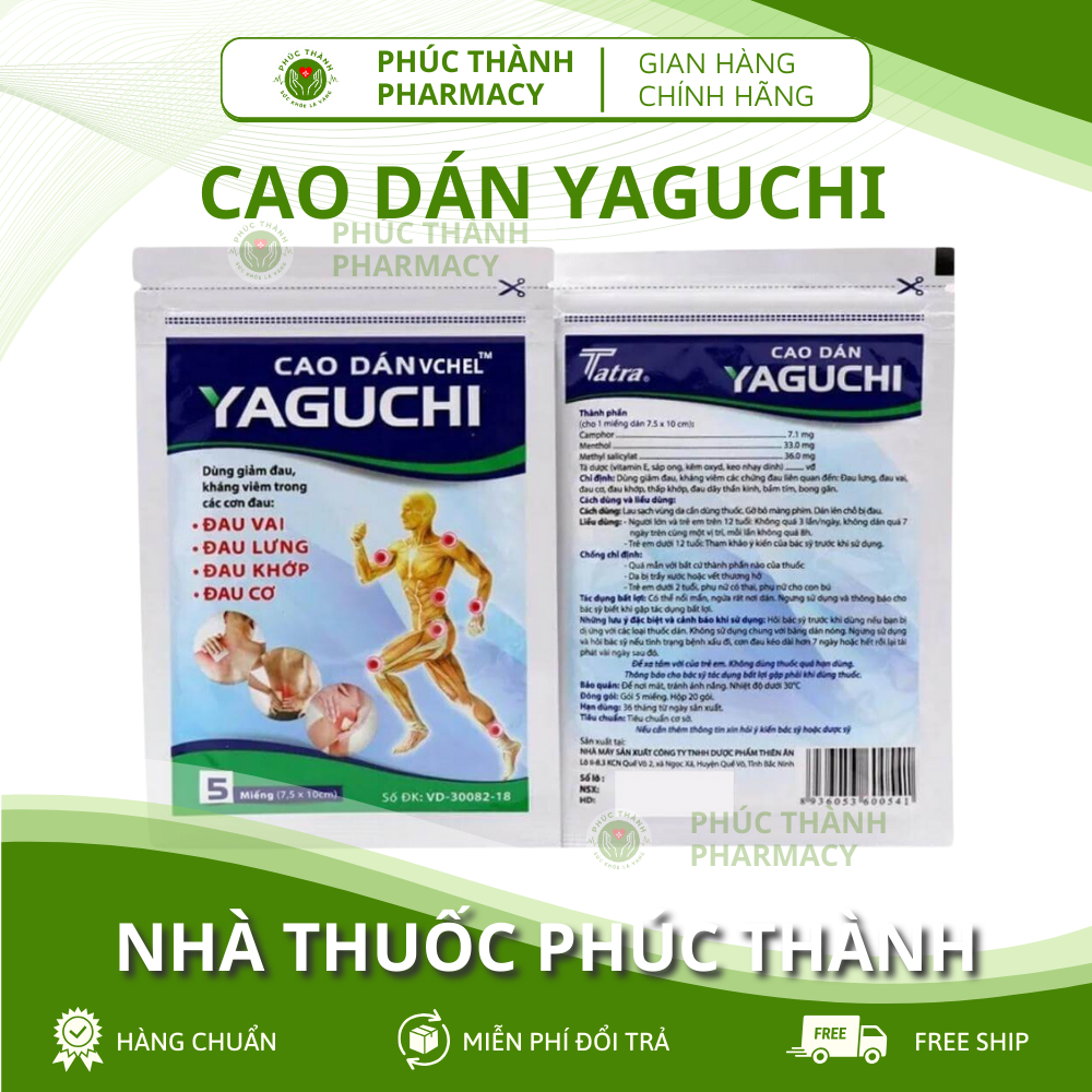 Cao Dán Yaguchi Giảm Đau, Giảm sưng 7.5 X 10cm Gói 5 Miếng