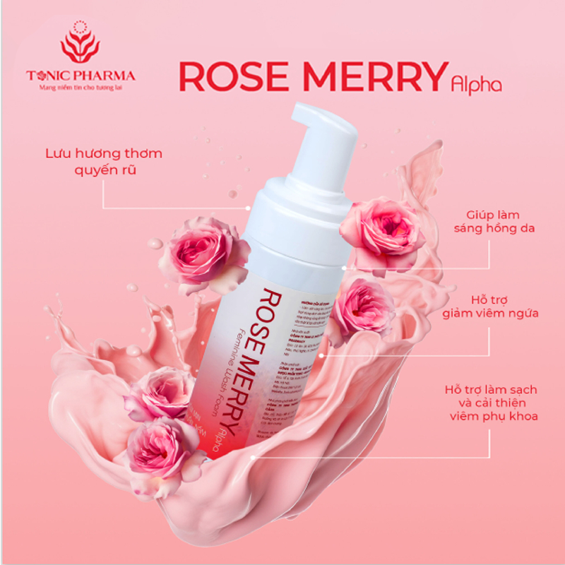 Dung Dịch Vệ Sinh Phụ Nữ Trầu Không Rose Merry - Tonic Pharma - Dưỡng Ẩm - Ngăn Ngừa Viêm Nhiễm Nấm Ngứa