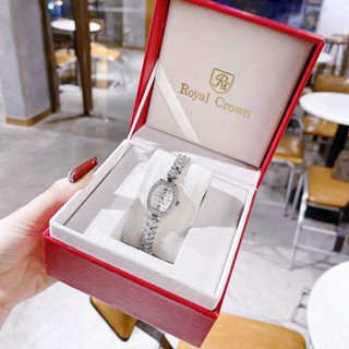  Đồng hồ nữ Royal Crown 2031 Mặt Chữ Nhật Đính Đá Authentic full box Luxury diamond watch 
