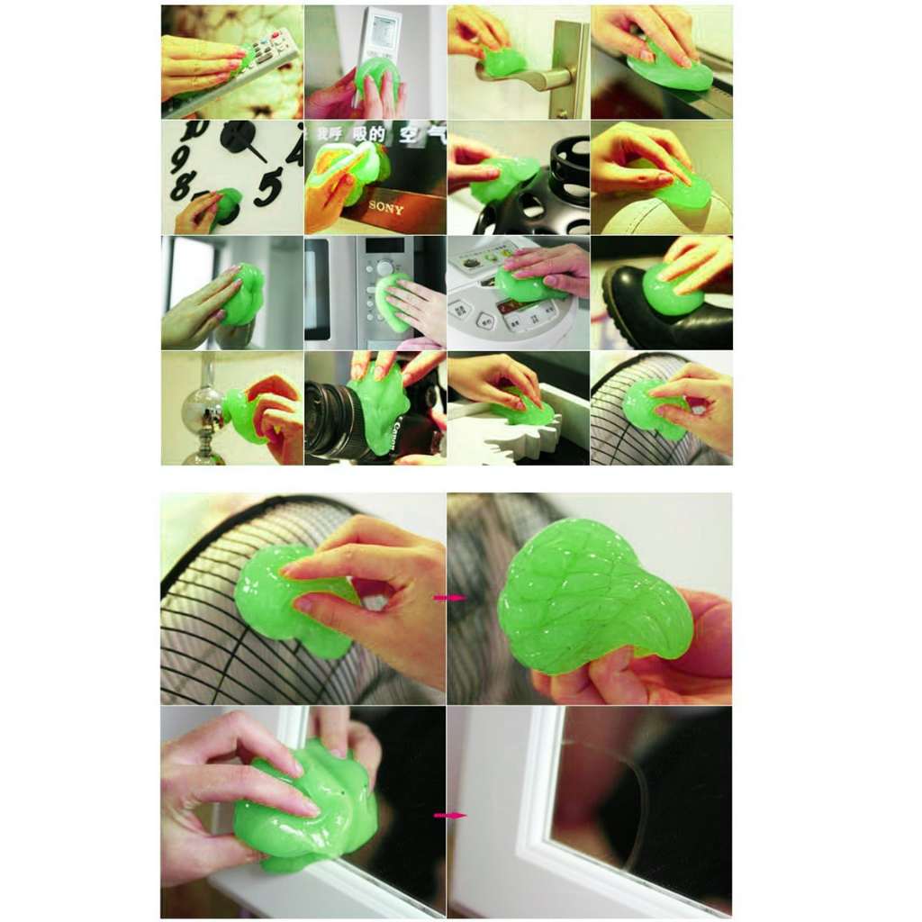 Gel vệ sinh bàn phím, điều khiển TV, lỗ thông hơi điều hòa, lỗ thông hơi trên ô tô đa năng Super Clean màu xanh túi 80 g