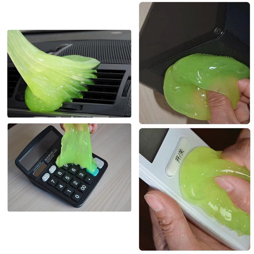 Gel vệ sinh bàn phím, điều khiển TV, lỗ thông hơi điều hòa, lỗ thông hơi trên ô tô đa năng Super Clean màu xanh túi 80 g