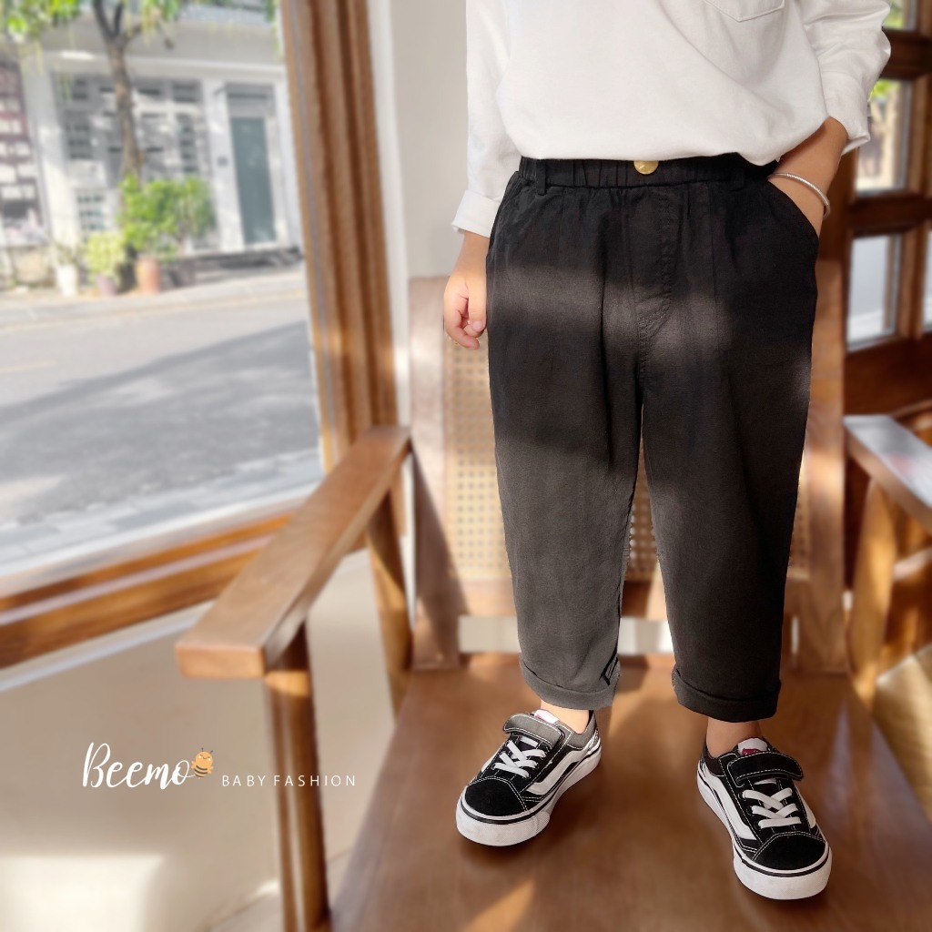 Quần dài Beemo cho bé trai, may gân sau thân quần, vải kaki đũi mềm mại, co giãn nhẹ, mặc đi học, đi chơi 23194Q