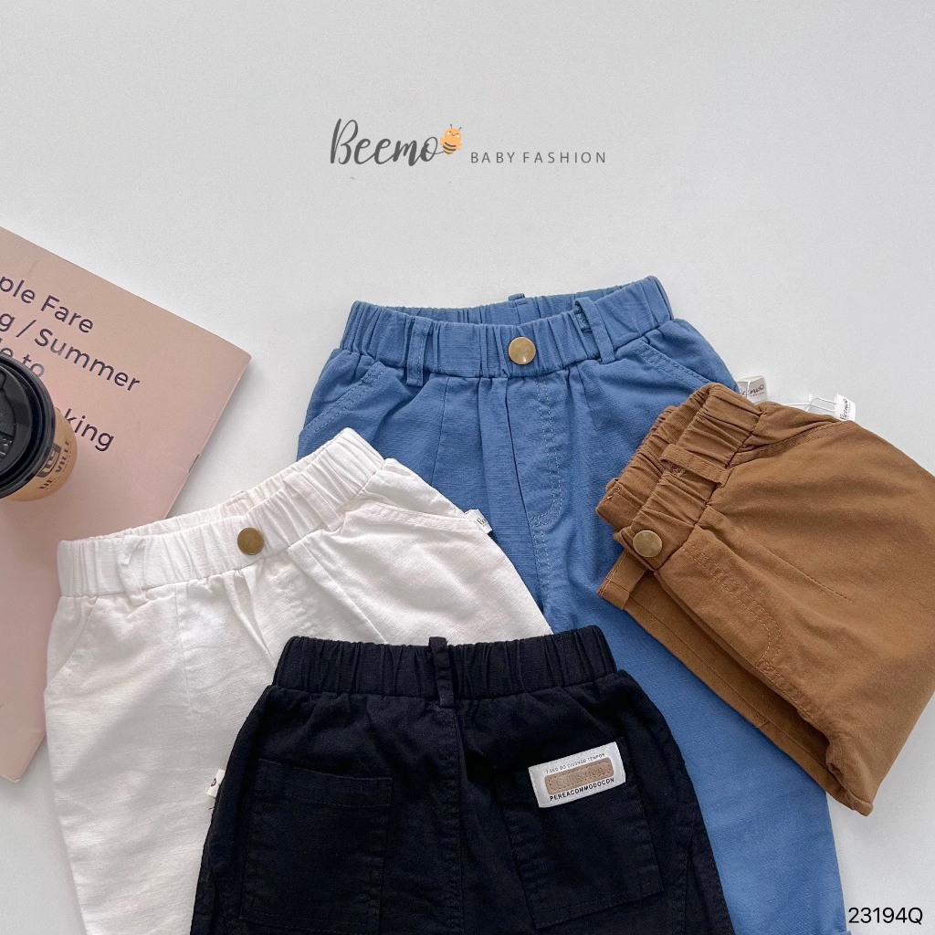 Quần dài Beemo cho bé trai, may gân sau thân quần, vải kaki đũi mềm mại, co giãn nhẹ, mặc đi học, đi chơi 23194Q