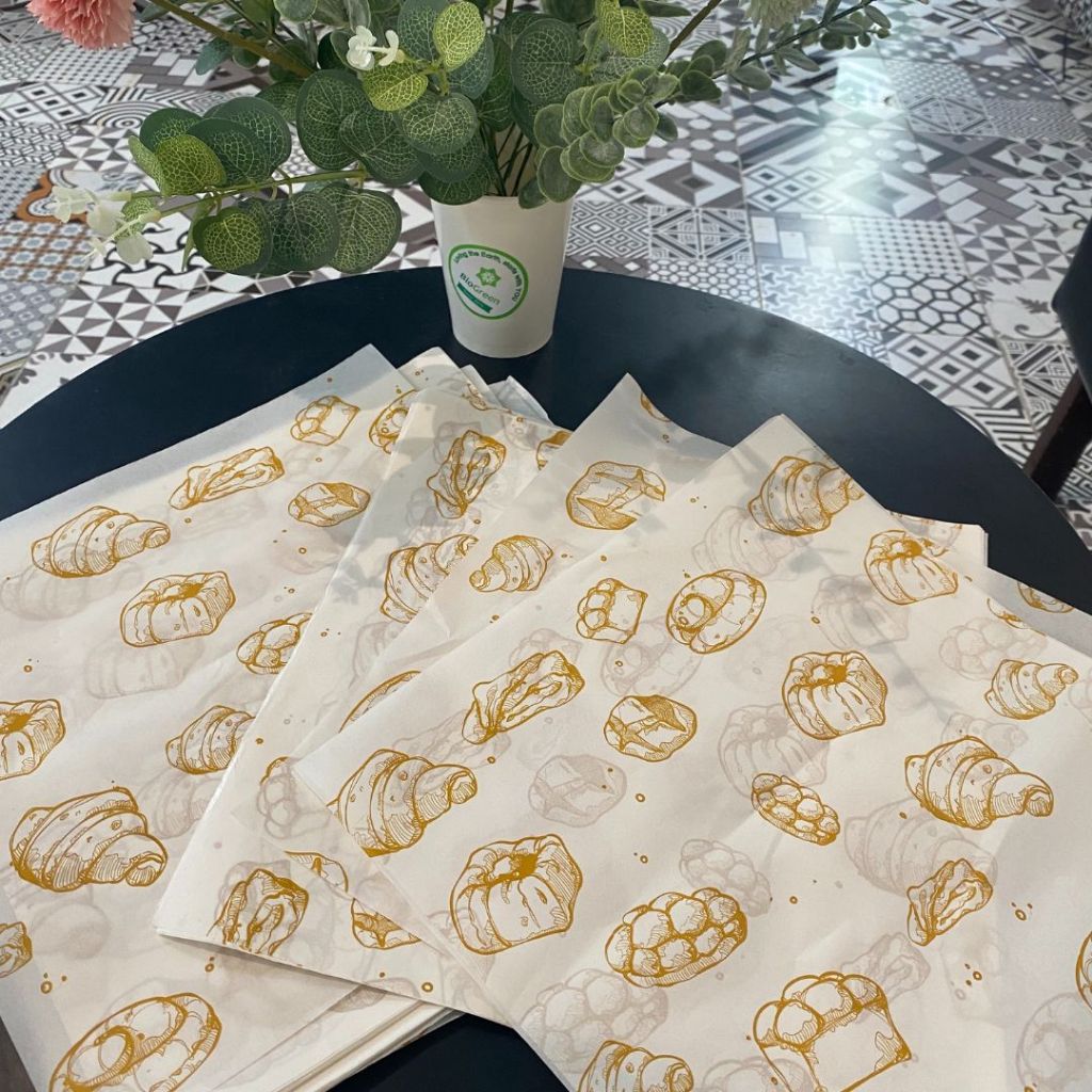 SET 100 tờ giấy gói bánh mỳ, hamburger, lót bánh size 30x30cm hàng cao cấp