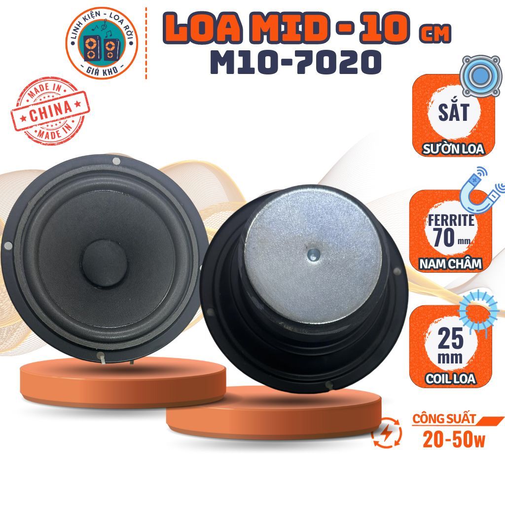 Loa Mid 10cm - Từ Loa: 70m | Coil Loa 20mm - Mã LGK: M10-7020