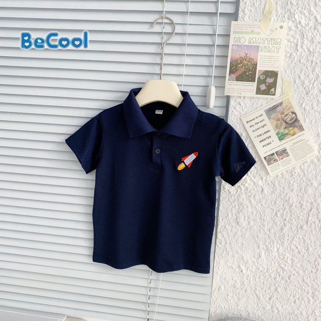 Áo Polo Thêu Tên Lửa BECOOL, Áo Polo  Cộc Tay Thêu Tên Lửa Không Phối Cho Bé Từ 10 -27kg