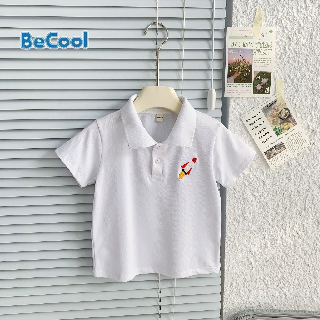 Áo Polo Thêu Tên Lửa BECOOL, Áo Polo  Cộc Tay Thêu Tên Lửa Không Phối Cho Bé Từ 10 -27kg