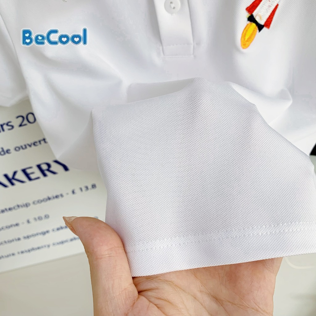 Áo Polo Thêu Tên Lửa BECOOL, Áo Polo  Cộc Tay Thêu Tên Lửa Không Phối Cho Bé Từ 10 -27kg
