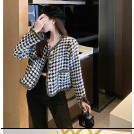 Áo khoác len cardigan Forgirl kẻ caro dáng ngắn tiểu thư FG303
