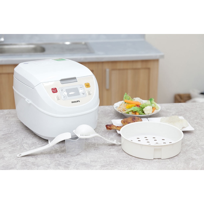 Nồi cơm điện tử Philips HD3130, 1.8 lít, màu trắng