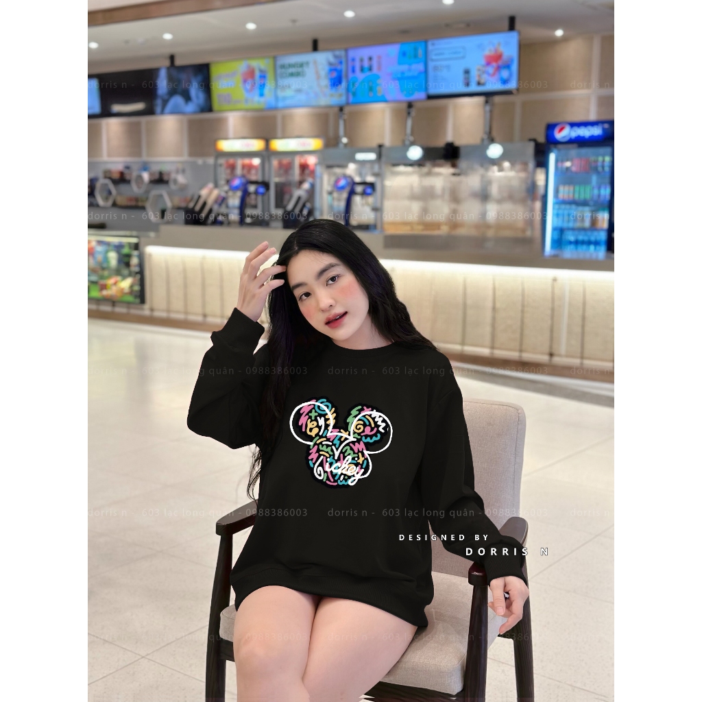 Áo dài tay chất nỉ MICKEY XOAN NEW chất liệu da cá mềm mịn không xù lông