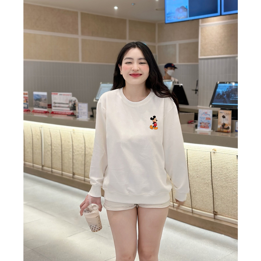 Áo dài tay chất nỉ  MICKEY CT2 LOGO chất liệu da cá mềm mịn không xù lông