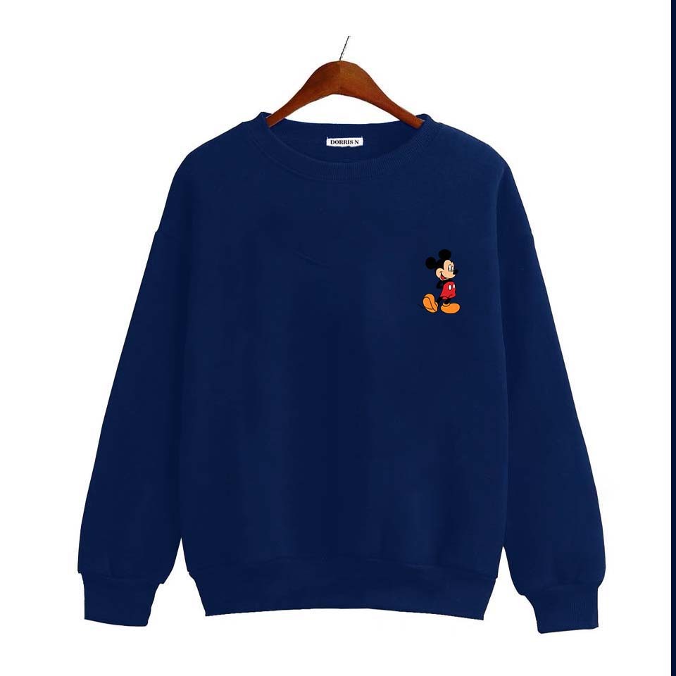 Áo dài tay chất nỉ  MICKEY CT2 LOGO chất liệu da cá mềm mịn không xù lông