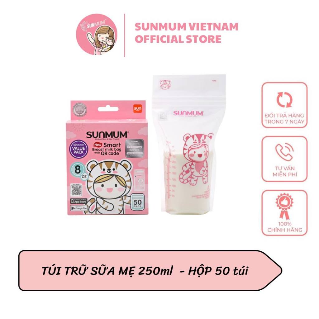 Giá tốt nhất shopee _Túi trữ sữa mẹ Sunmum 250ml Thái Lan nhập khẩu